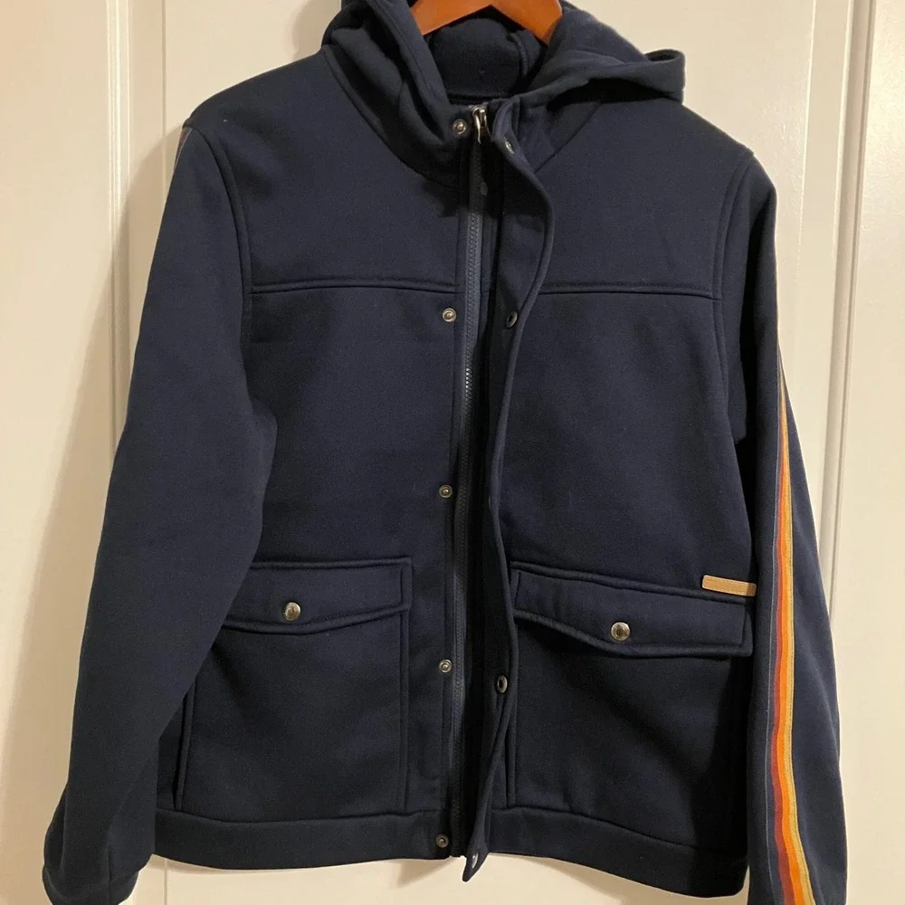 iXtreme Boys Navy Blue Hooded Snap Front Jacket Racing Stripe Size 18 NWT